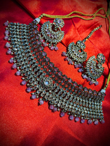 Designer Bridal Choker Set with Glittering Stones  |  LB225
