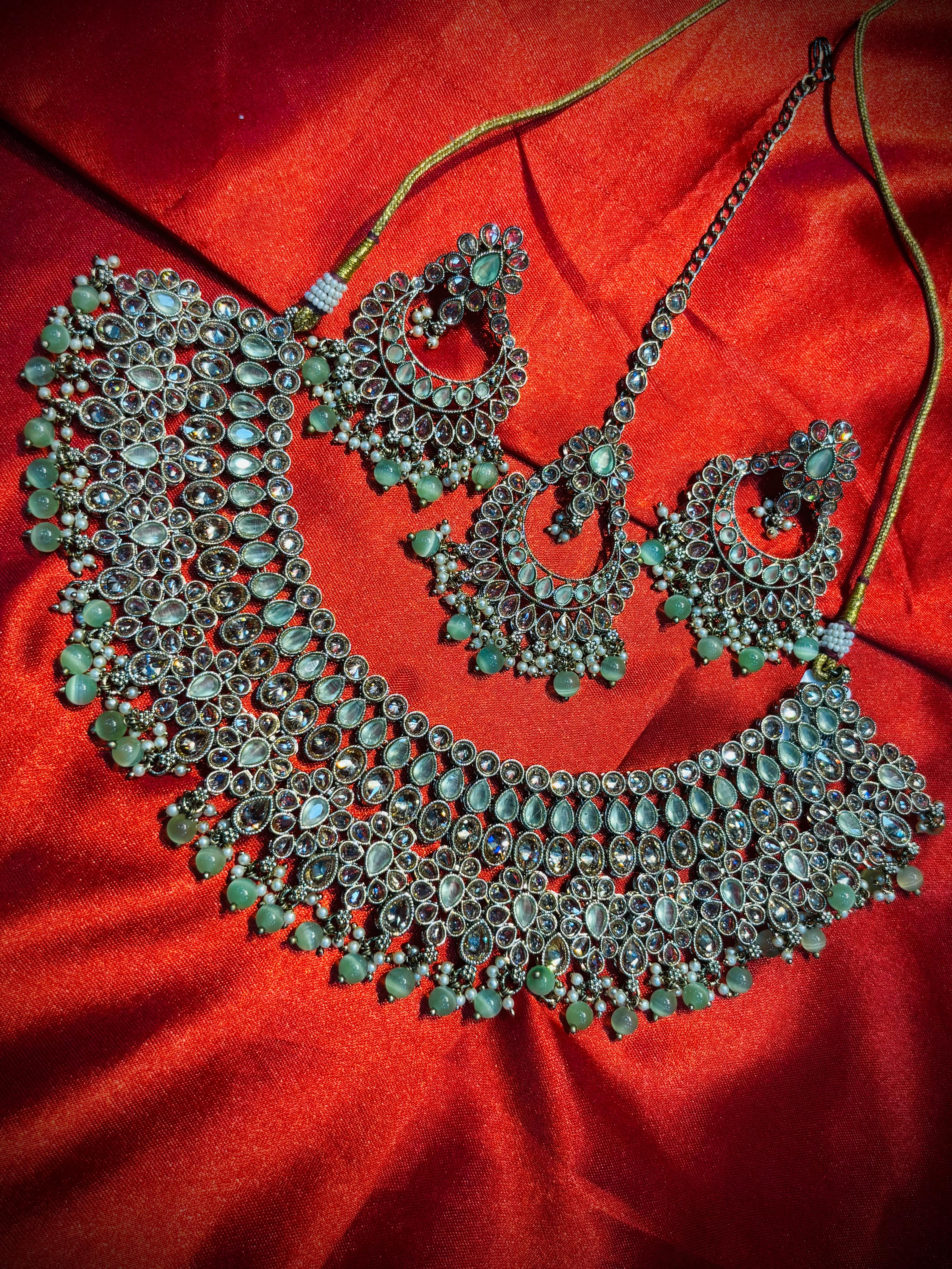 Stunning Bridal Choker Set with Elegant Stones  |  LB227