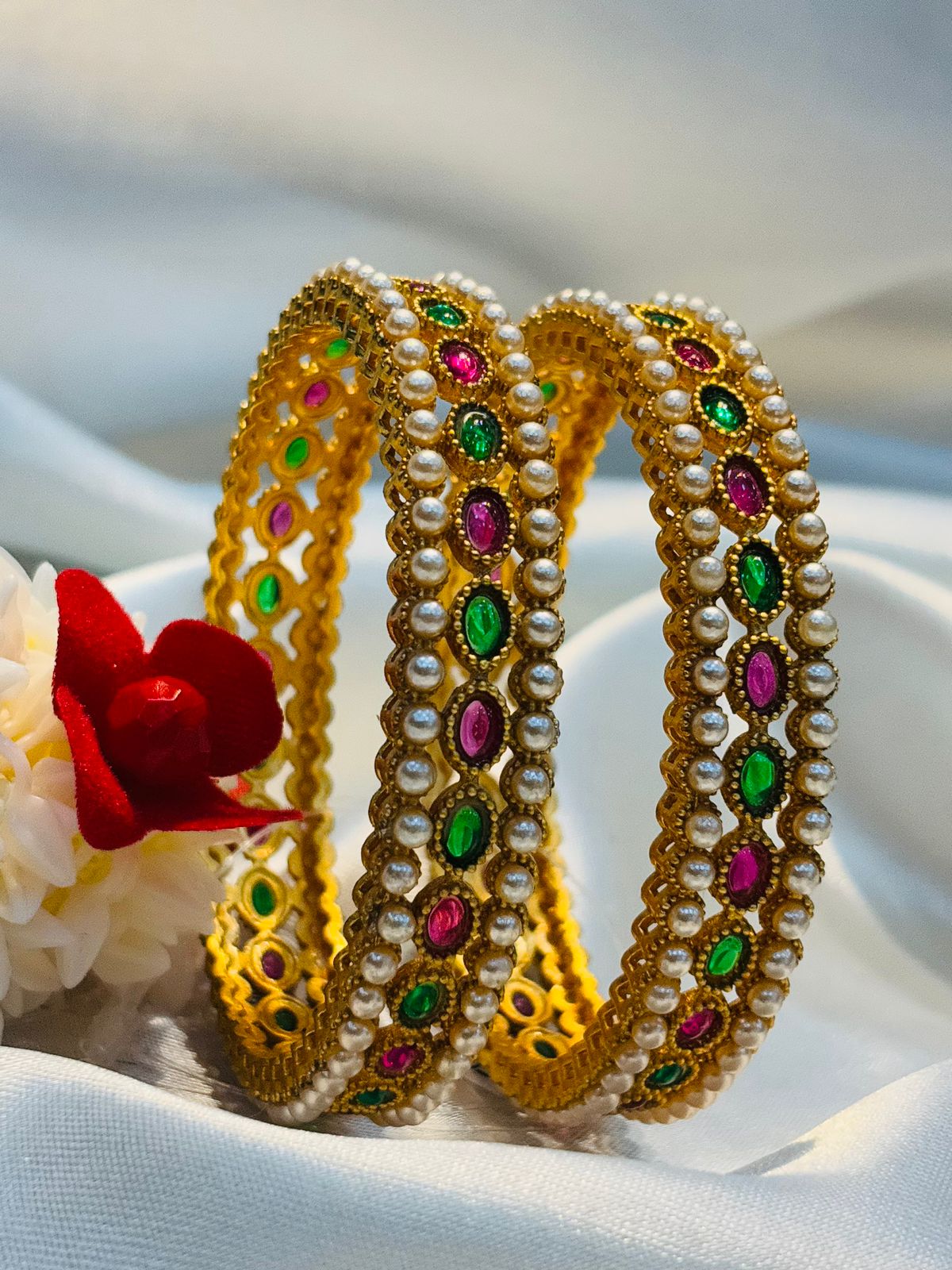 Traditional Bangles with Pearls & Stones