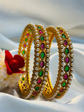 Traditional Bangles with Pearls & Stones