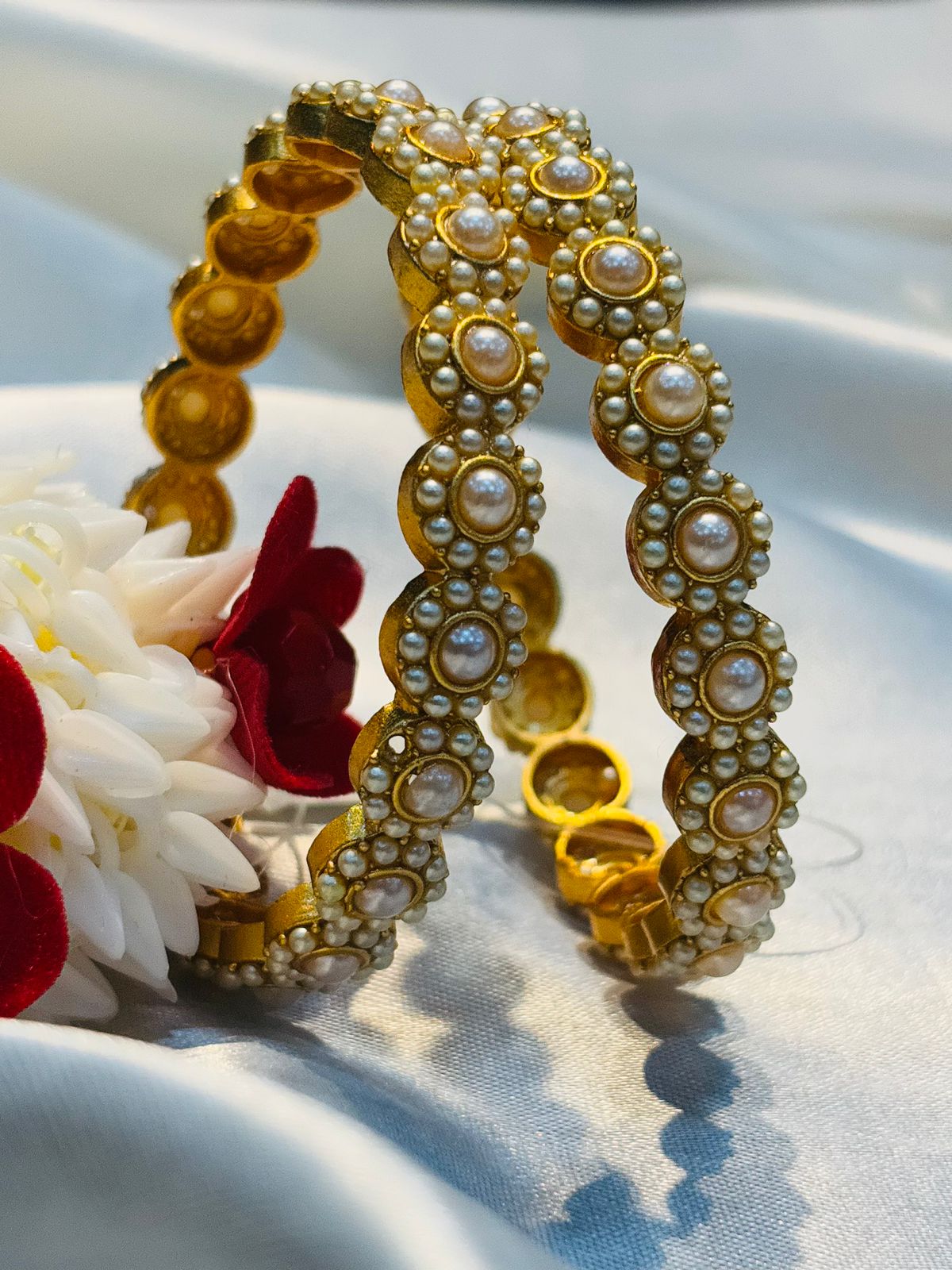 Floral Traditional Pearl Bangles
