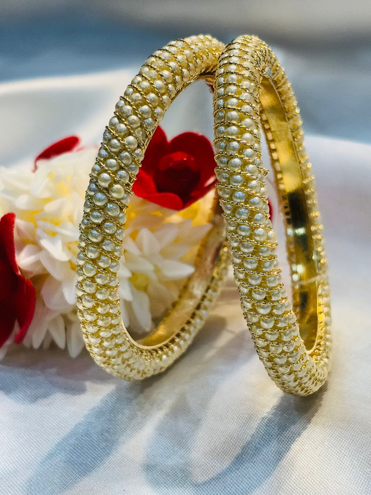 Traditional Pearl Bangles | Classic Ethnic Jewelry by Llabel Fashion  |  LB213