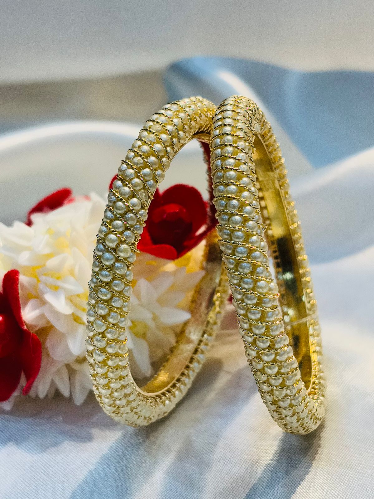 Traditional Pearl Bangles | Classic Ethnic Jewelry by Llabel Fashion