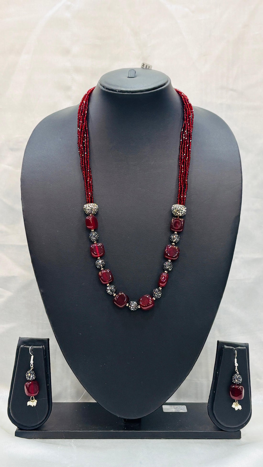 Red Long Chain Necklace Set