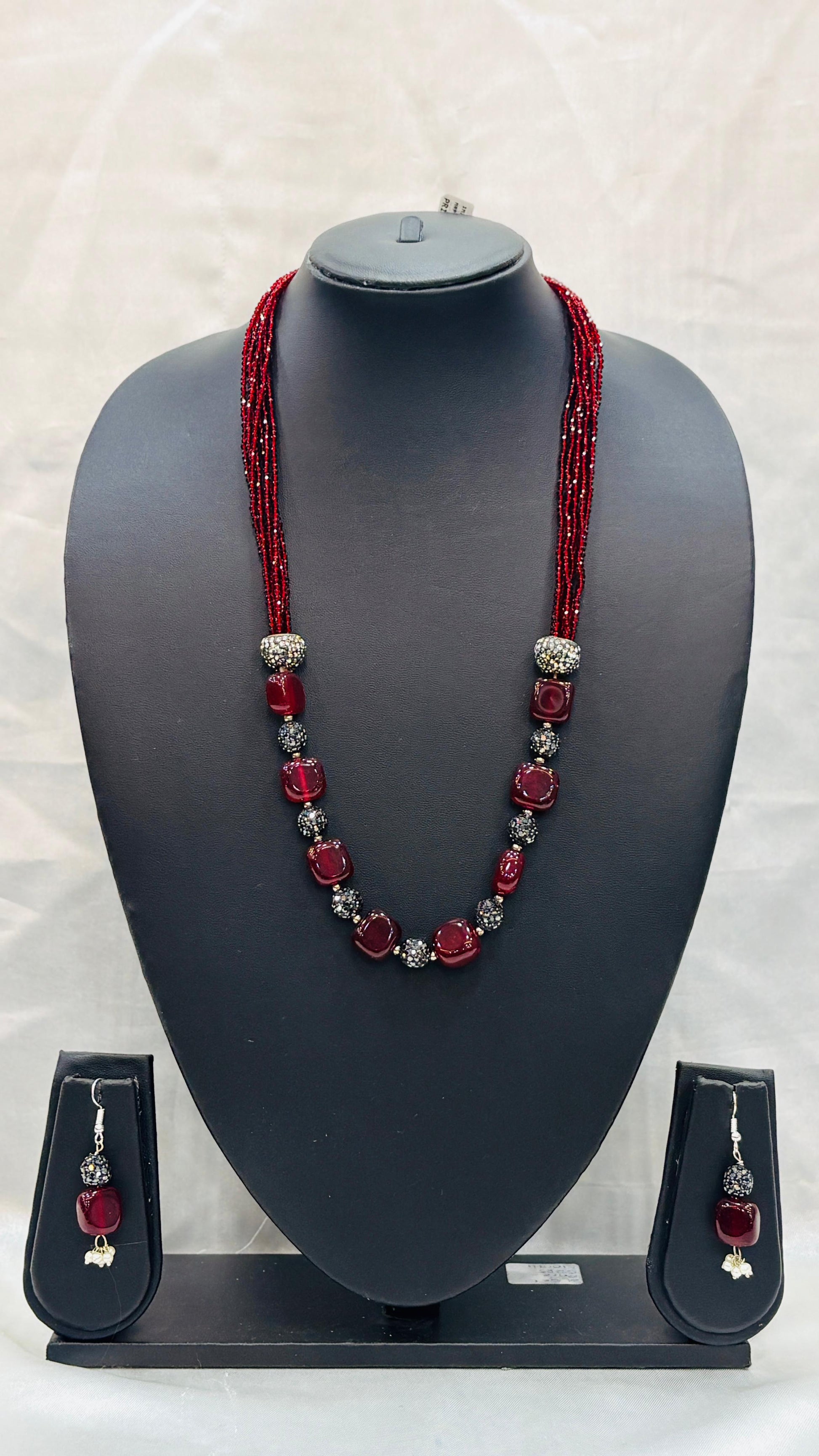 Red Long Chain Necklace Set