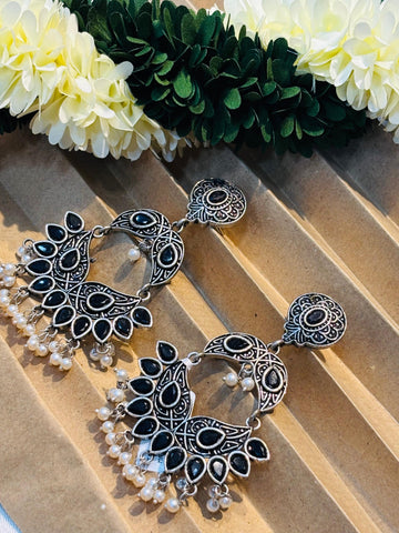 BLACK METAL EARRINGS-LLB267