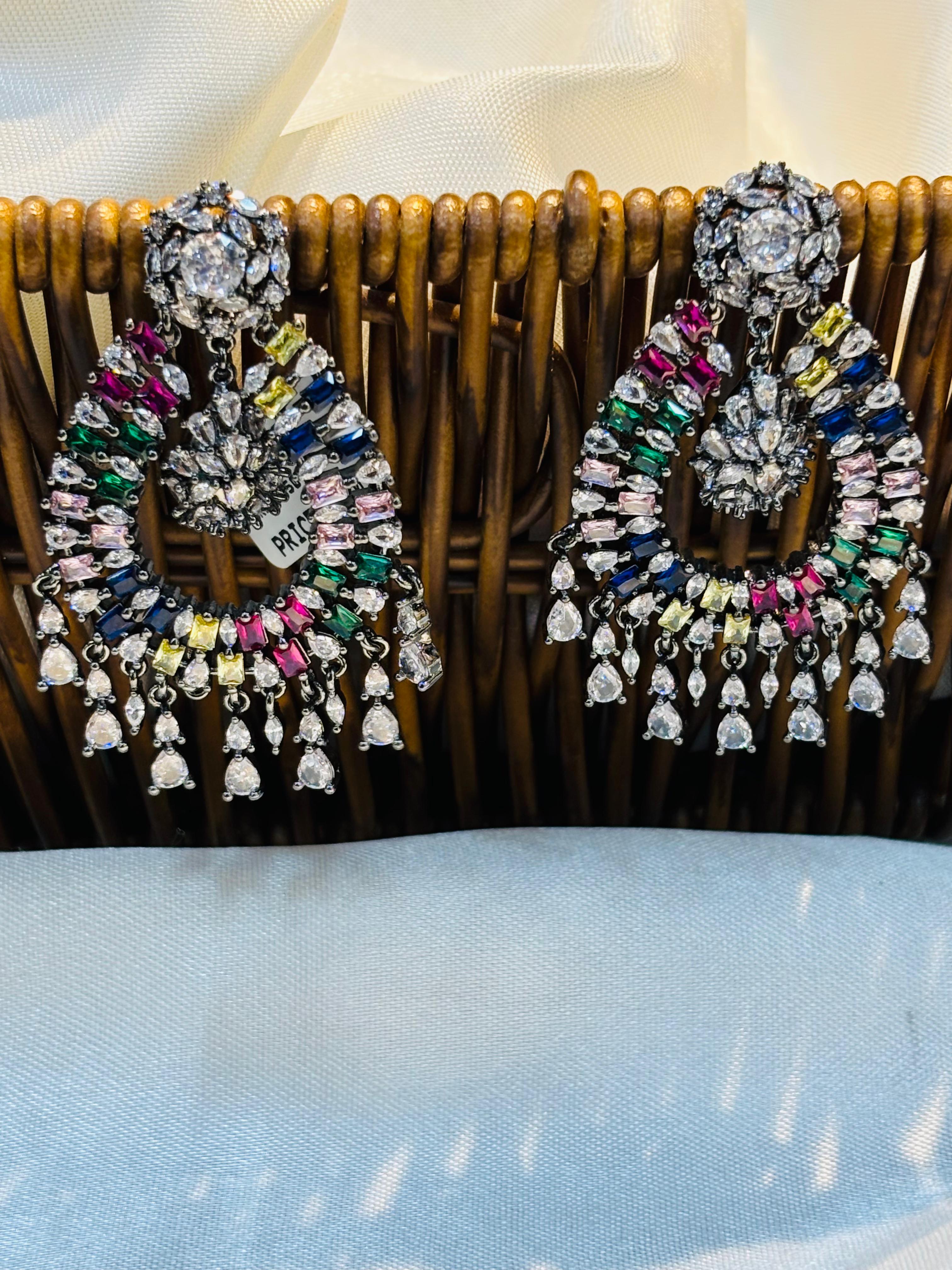 MULTI COLOUR AMERICAN DIAMOND EARRINGS LLB-274