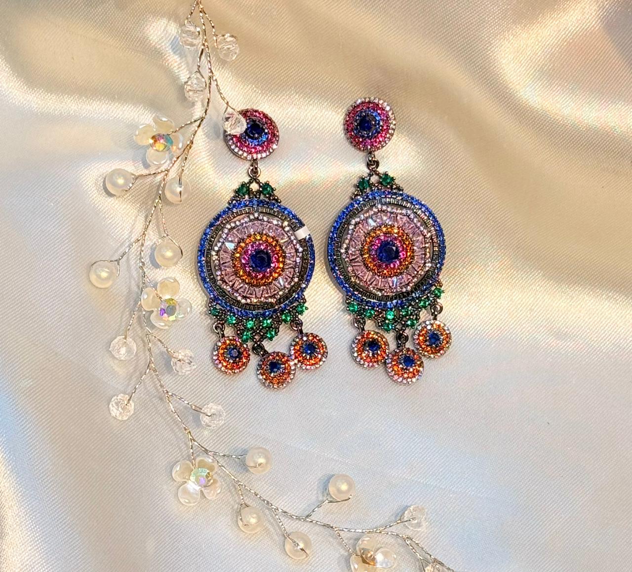 AMERICAN DIAMOND MULTI COLOR EARRINGS -LLB 273
