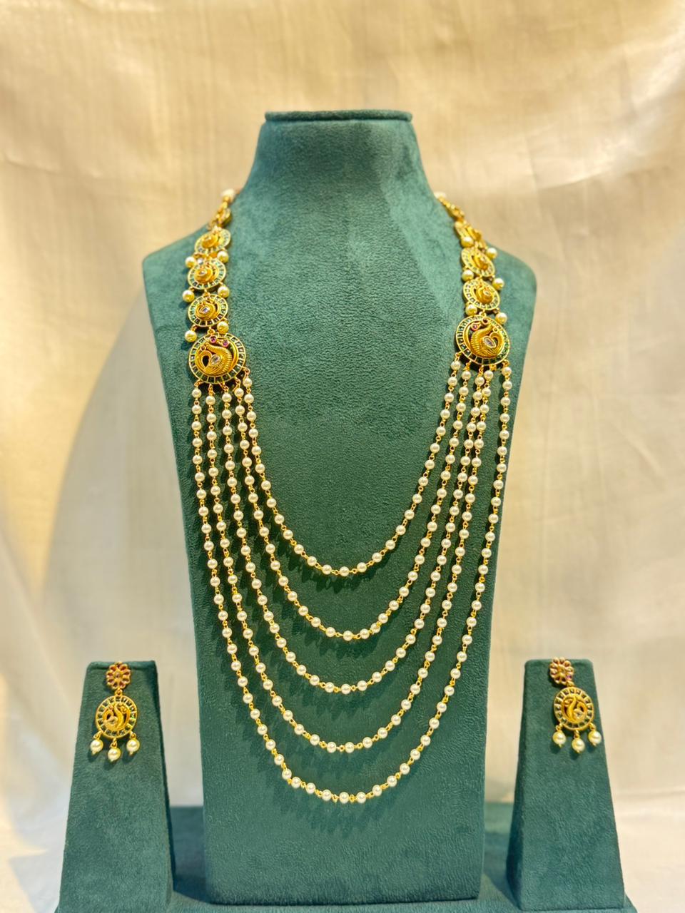 TRADITIONAL LAYERED PEARL LONG CHAIN NECKLACE  LLB-280