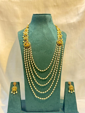 TRADITIONAL LAYERED PEARL LONG CHAIN NECKLACE  LLB-280