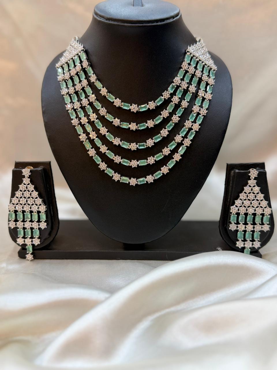 ELEGANT AD STONE  LAYERED NECKLACE SET LLB-286