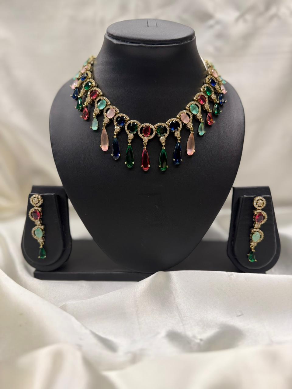 DESIGNER MULTI-COLOUR AD NECKLACE SET LLB -289