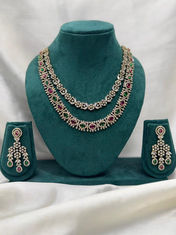 LAYERED MEHANDHI AD STONE NECKLACE SET LLB- 294