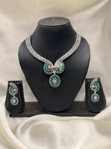 SILVER AMERICAN DIAMOND NECKLACE SET-295
