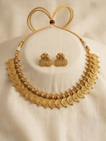 ntique Gold Coin Necklace & Earrings Set, llb938