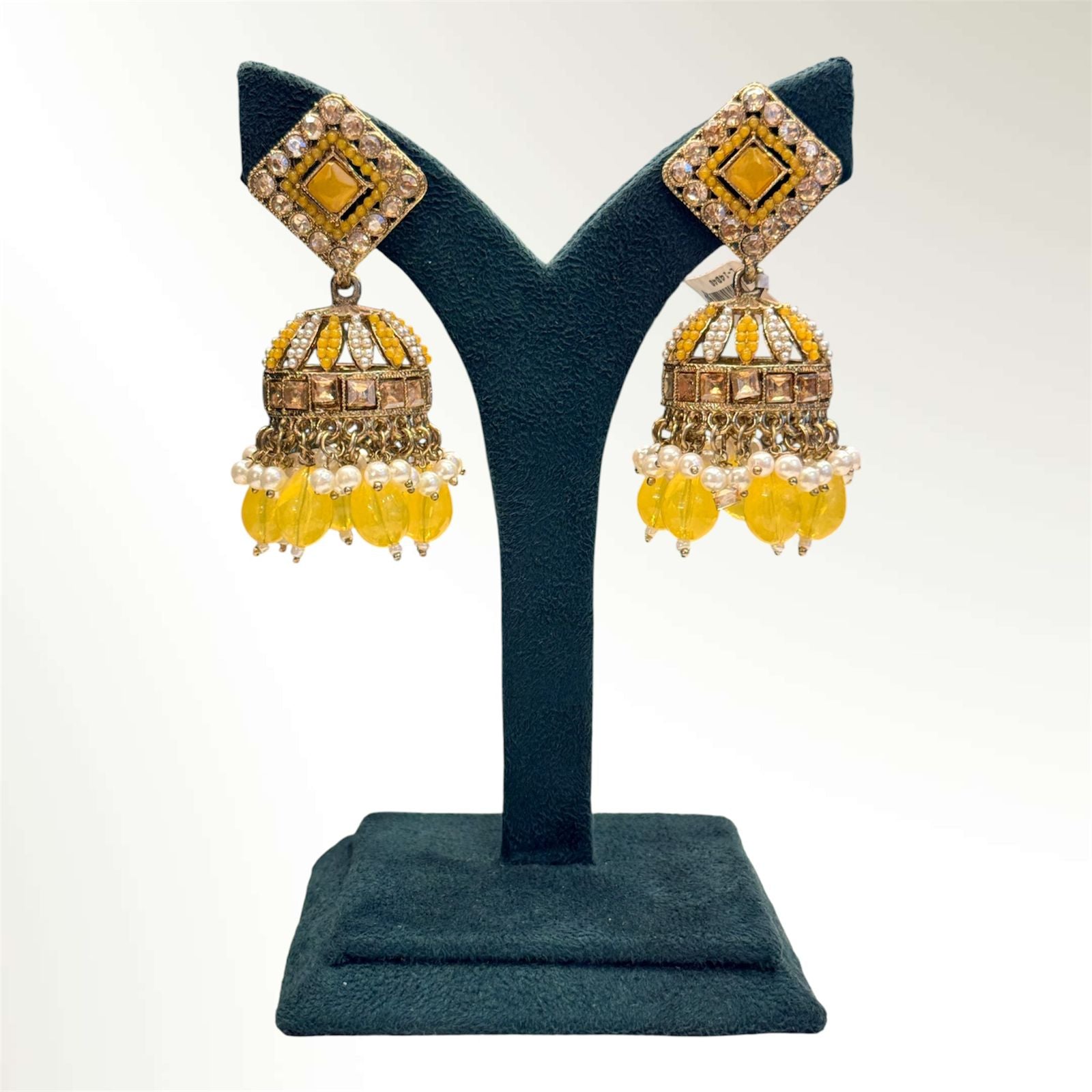 Yellow Stoned jumkas Earrings | llb978