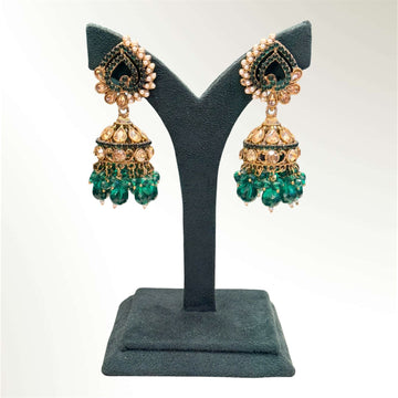 Green stoned jumkas Earrings | llb974