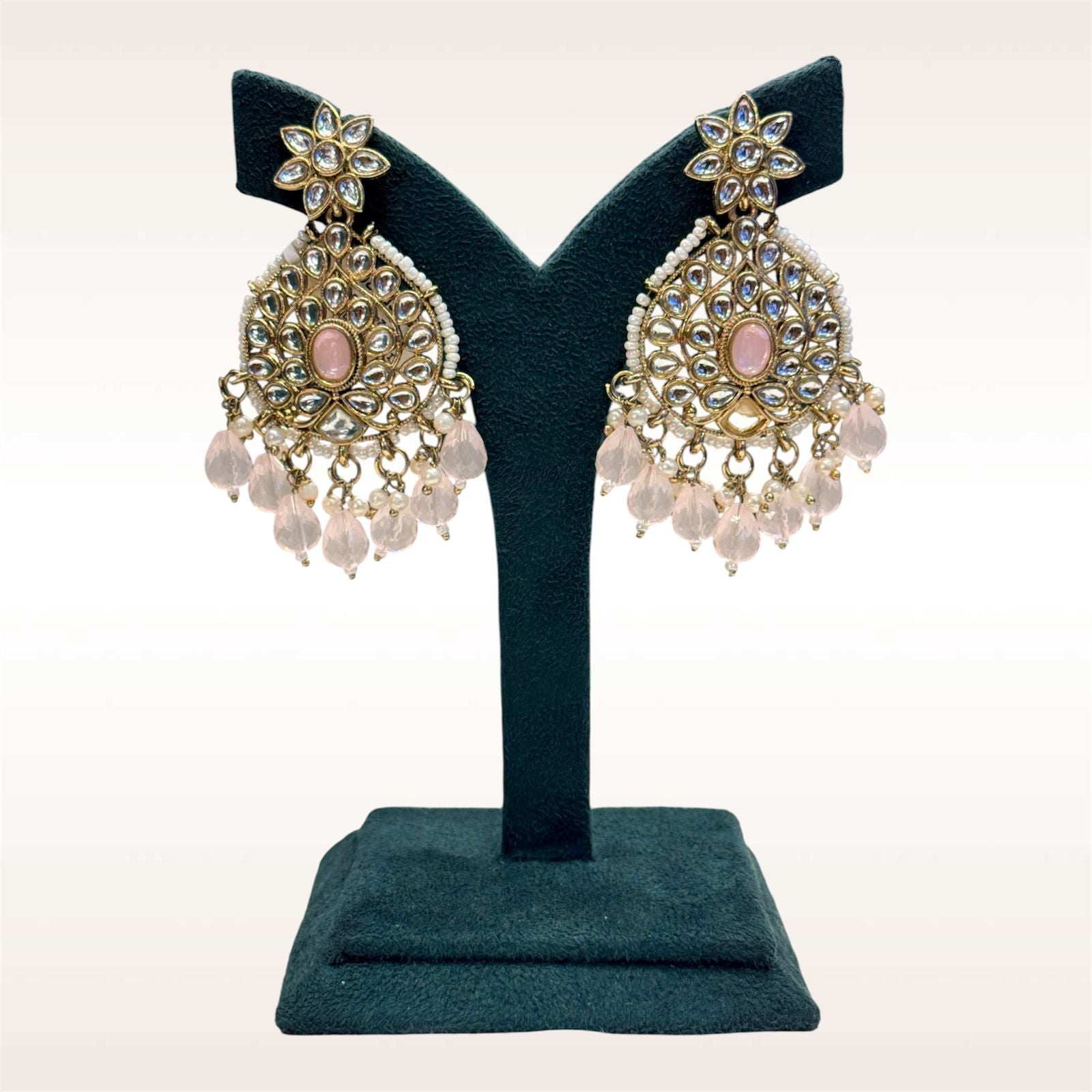 White Stoned jumkas Earrings | llb976