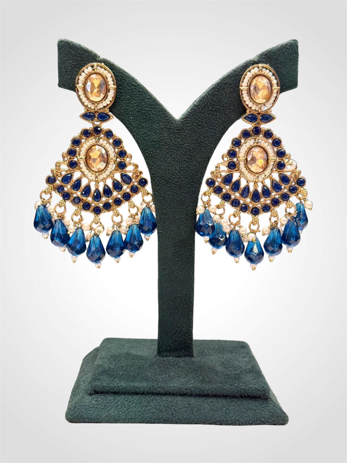 Blue Stoned jumkas Earrings | llb981