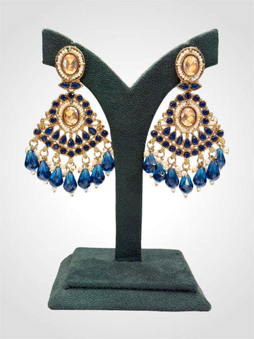 Blue Stoned jumkas Earrings | llb981