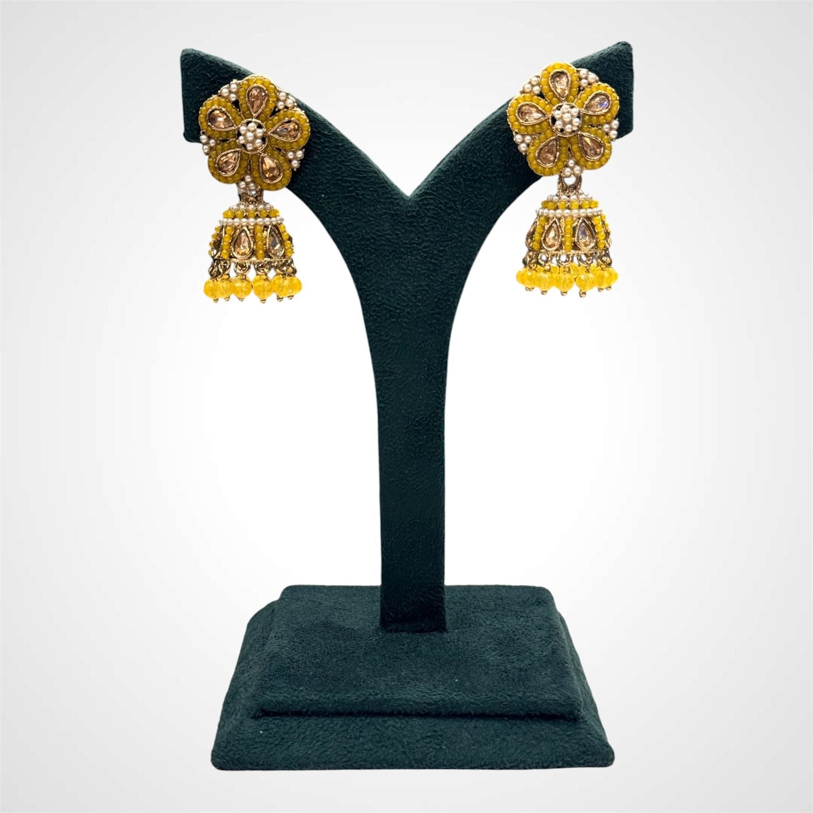 Yellow stone jhumkas | llb986