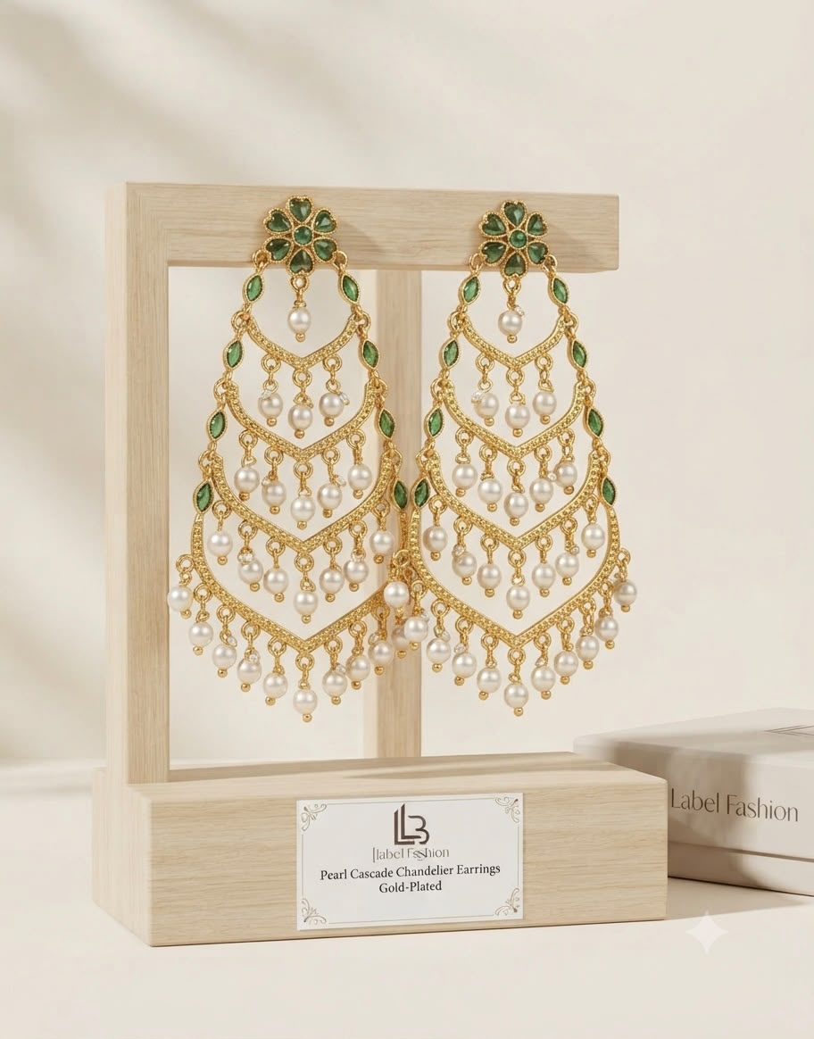 Gold Pearl Chandelier Jhumka Earrings | ONK326