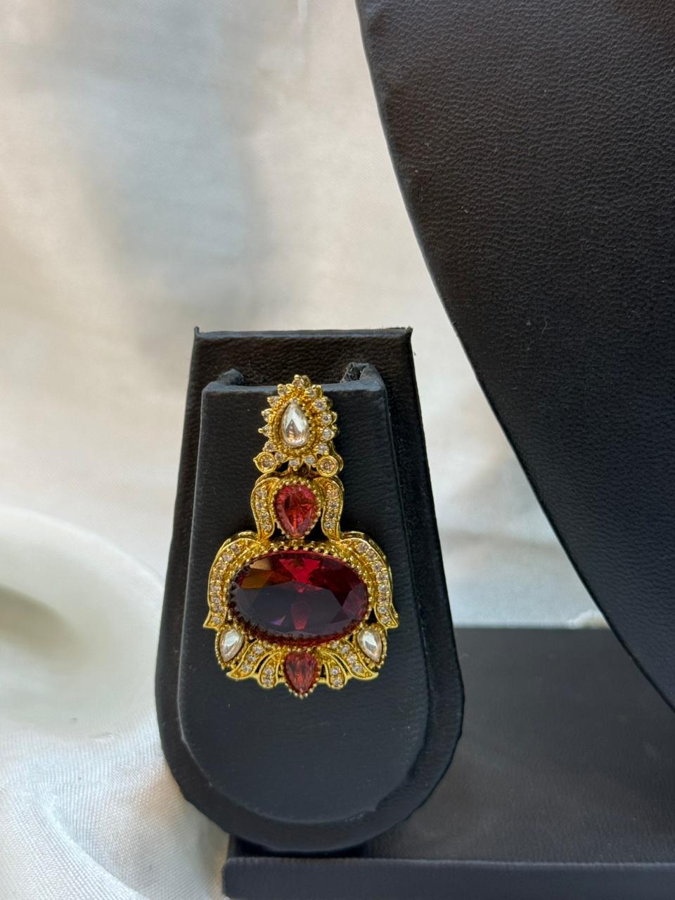 LUXURY RUBY &GOLD POLKI NECKLACE SET -LLB 284