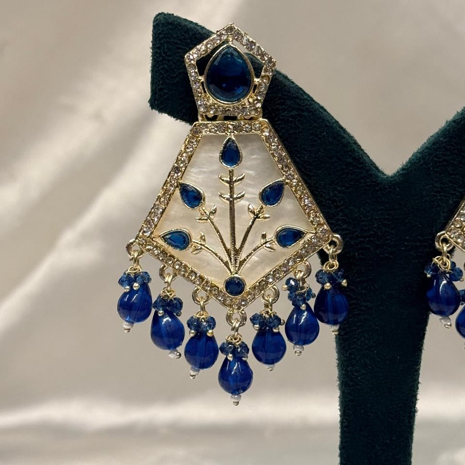 Royal Blue Stone Designer Drop Earrings for Women,llb650