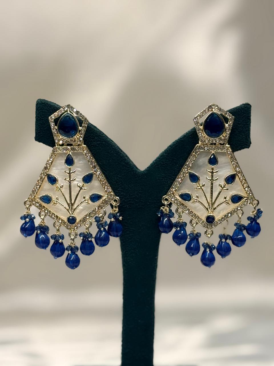 Royal Blue Stone Designer Drop Earrings for Women,llb650