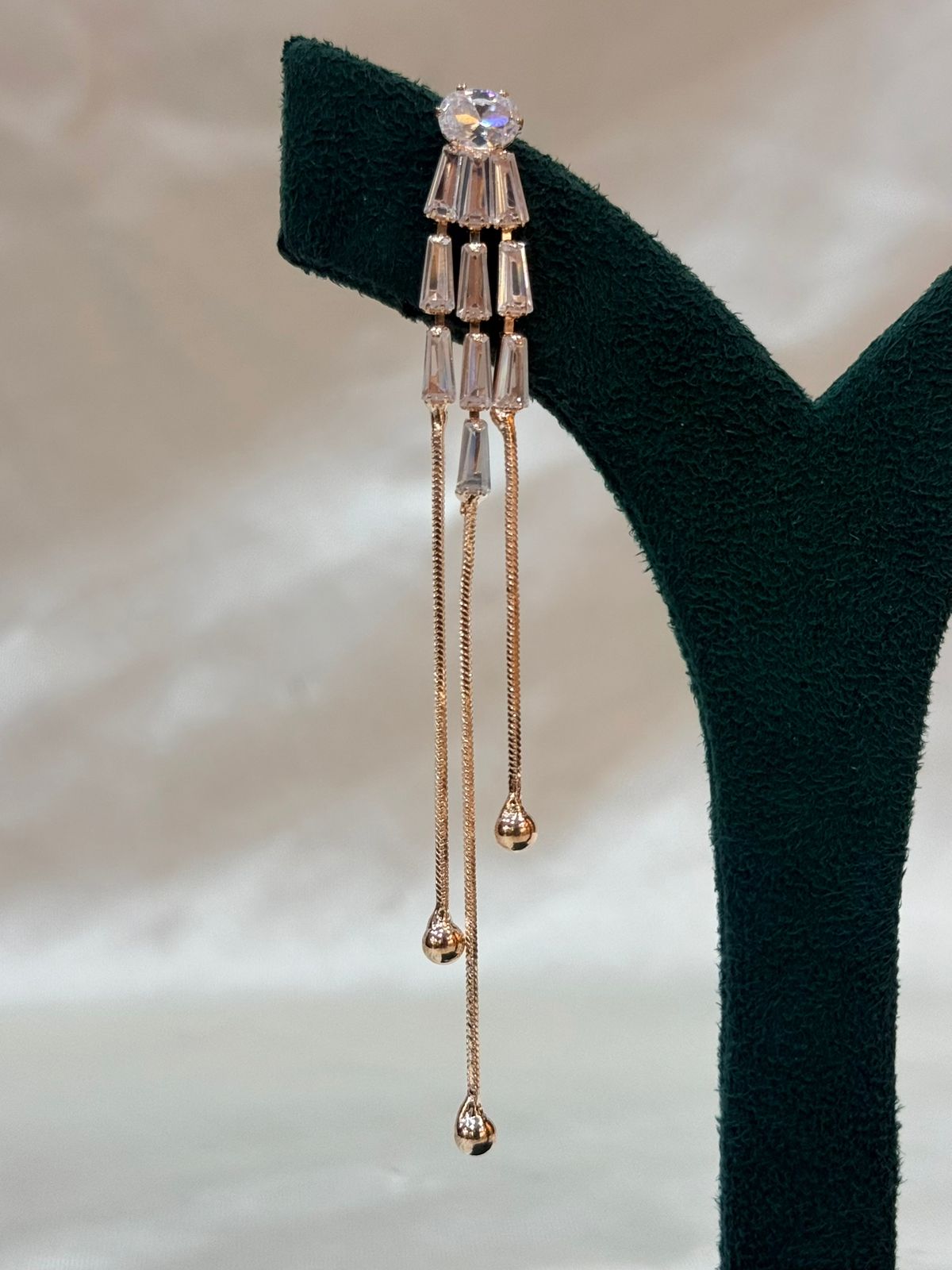 Elegant Rose Gold Crystal Long Dangle Earrings for Women,llb692