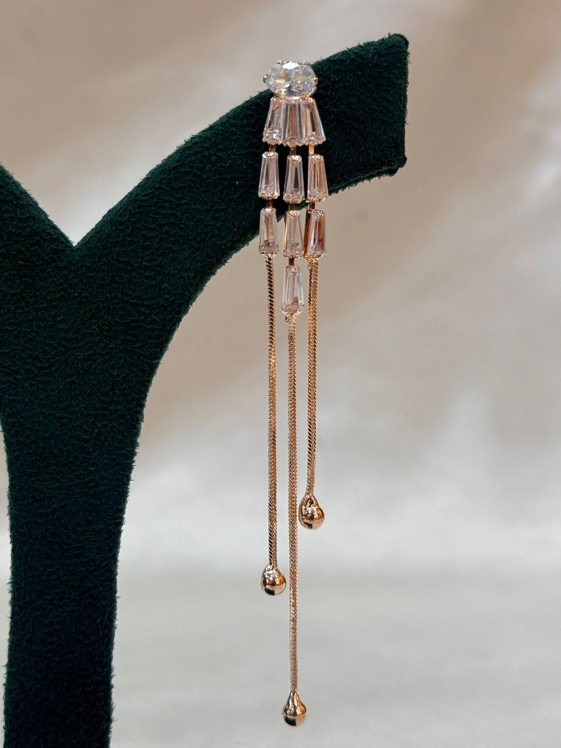 Elegant Rose Gold Crystal Long Dangle Earrings for Women,llb692