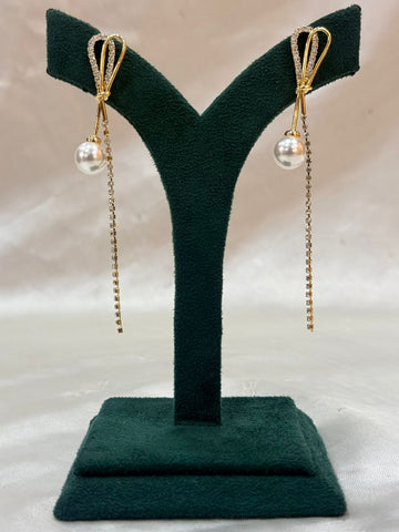 Rose Gold Floral Crystal Tassel Earrings for Women,llb695