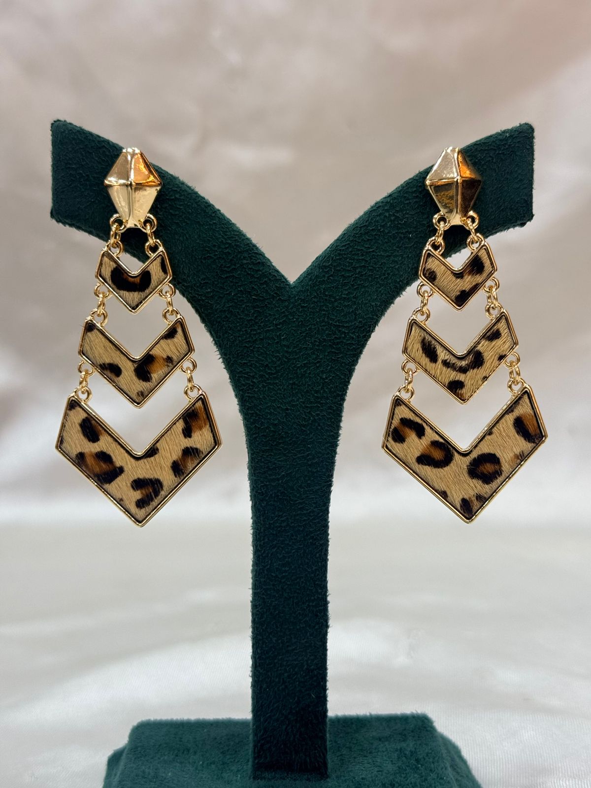 Leopard Print Geometric Drop Earrings,llb691
