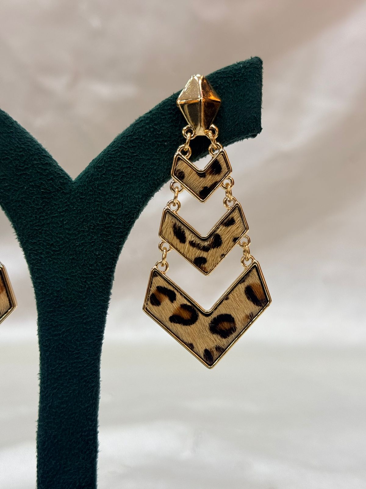 Leopard Print Geometric Drop Earrings,llb691
