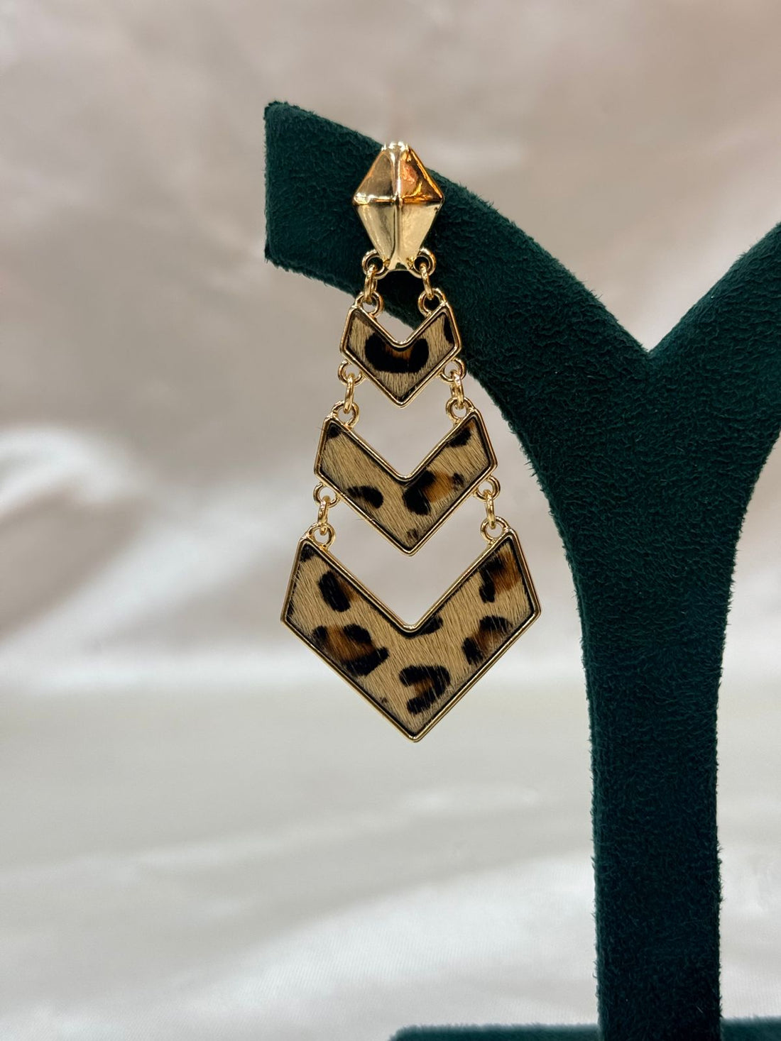 Leopard Print Geometric Drop Earrings,llb691