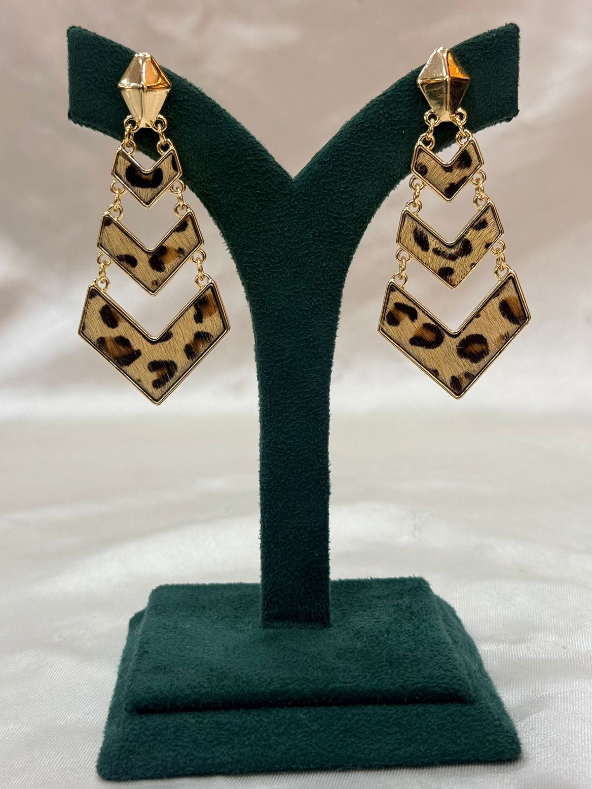 Leopard Print Geometric Drop Earrings,llb691