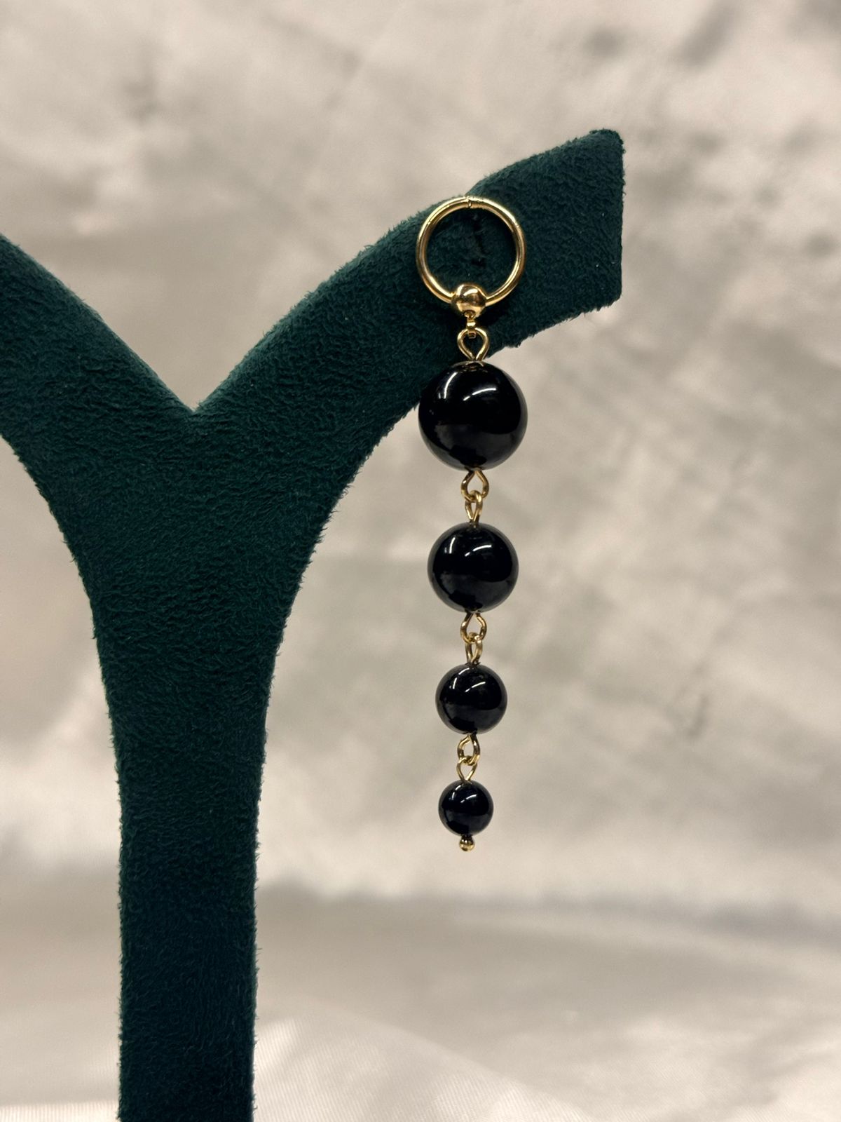 Gold Hoop Black Bead Drop Earrings for Women,llb677