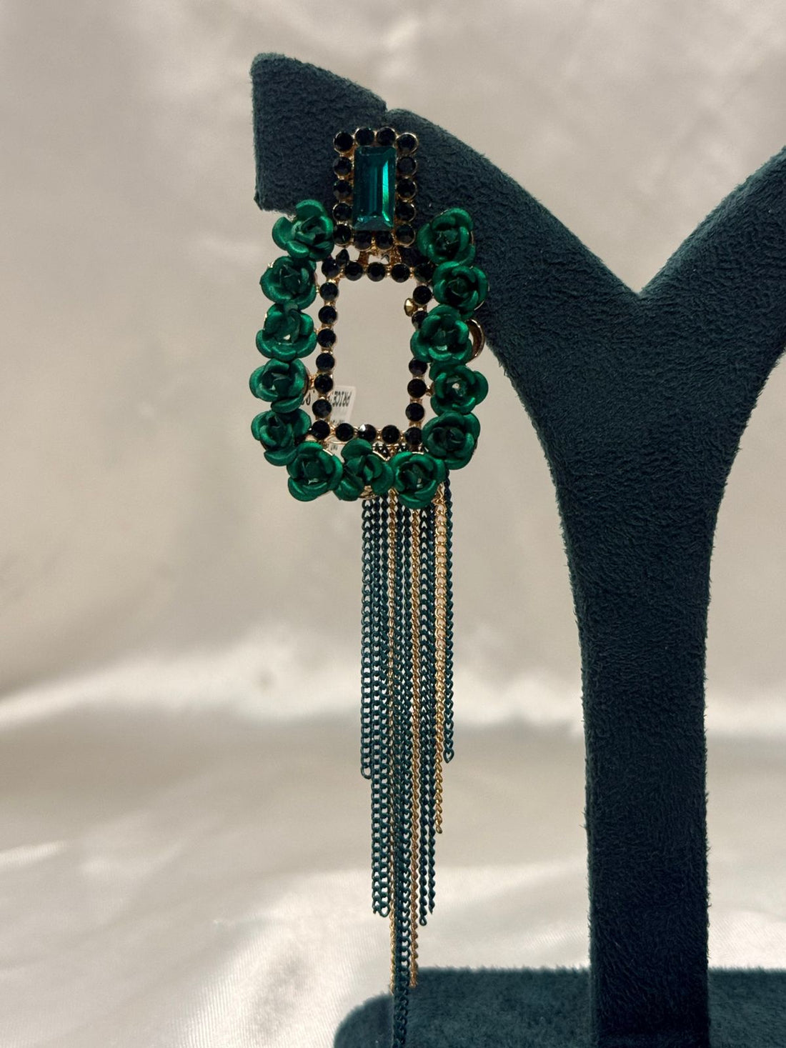 Emerald Green Floral Statement Earrings for Women,llb680