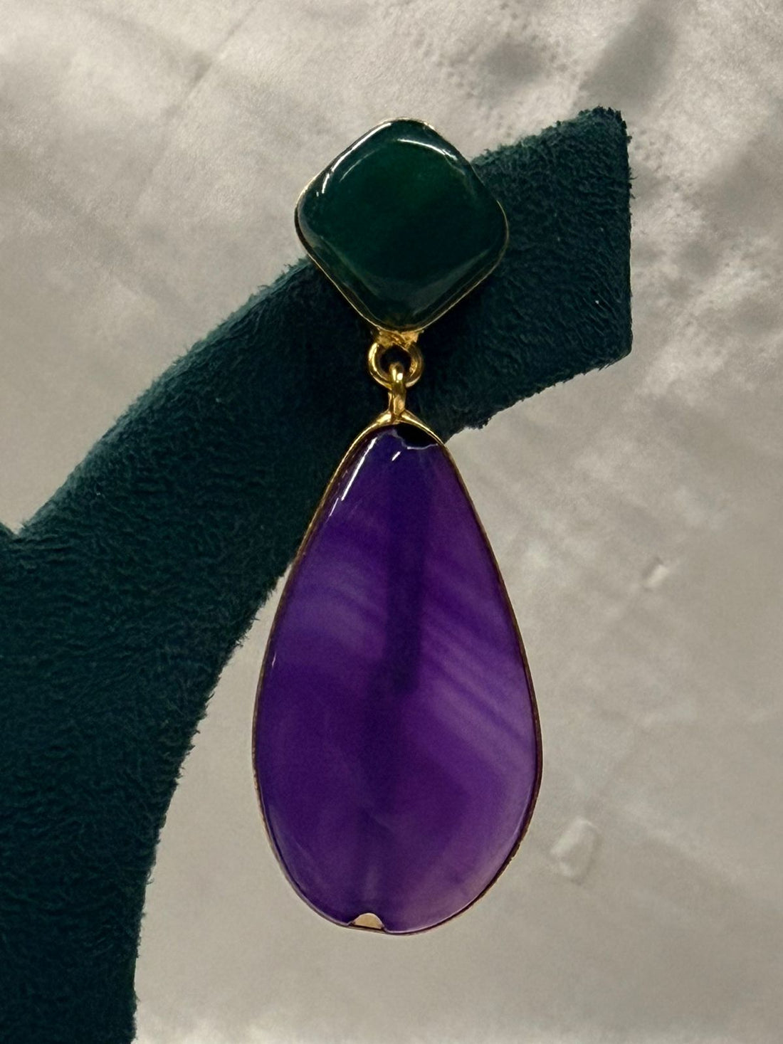 Green & Purple Teardrop Statement Earrings,llb684