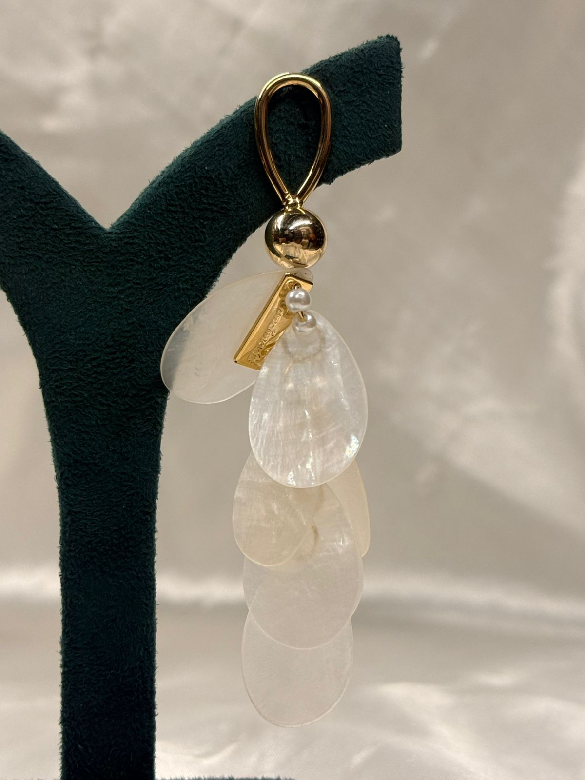 Gold Loop Drop Earrings with Frosted Petal Dangles,llb682