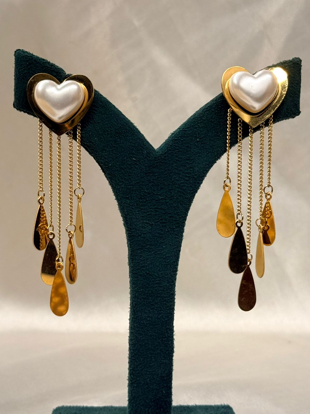 Gold Heart Pearl Drop Earrings for Women,llb696