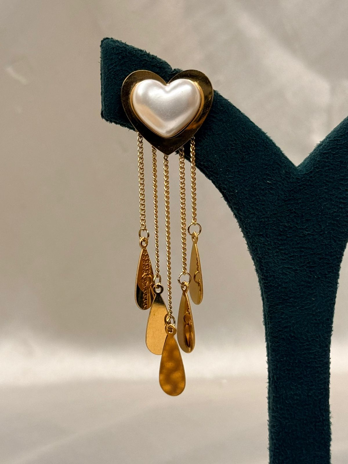 Gold Heart Pearl Drop Earrings for Women,llb696