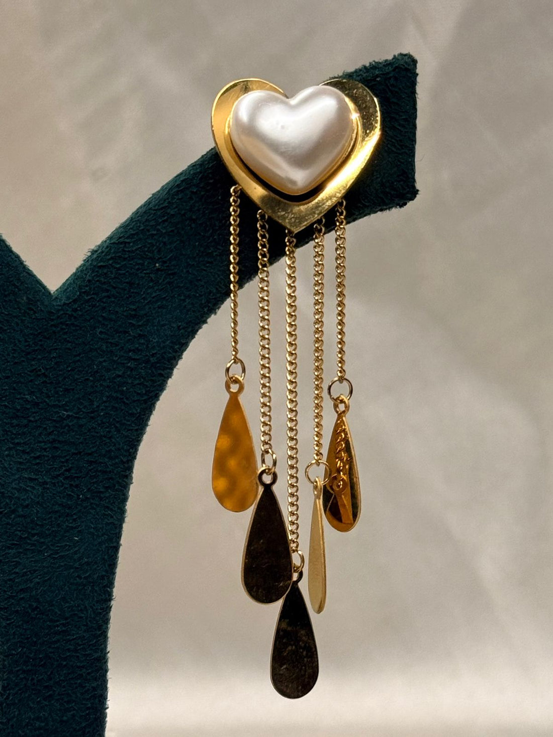 Gold Heart Pearl Drop Earrings for Women,llb696