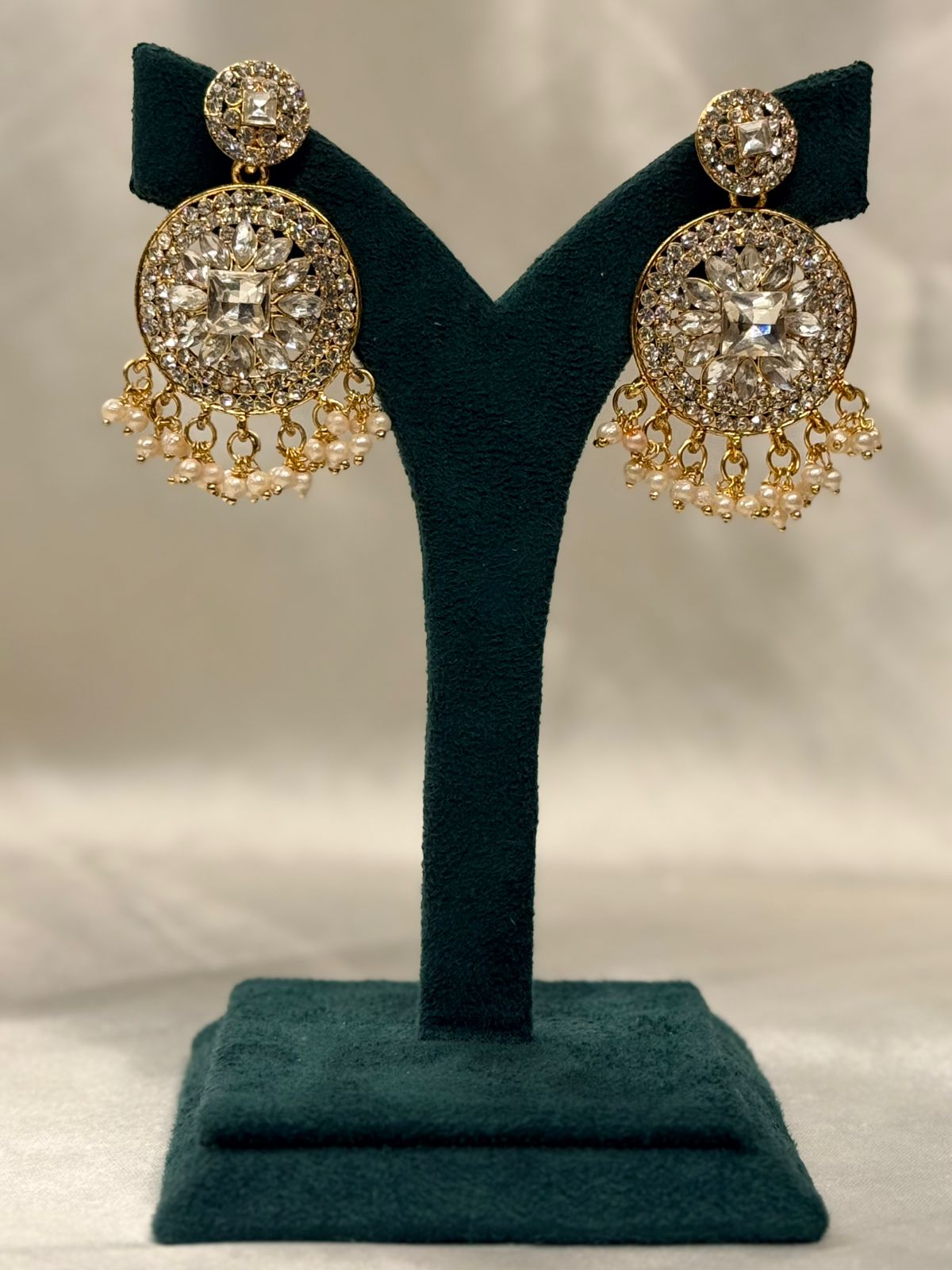 Gold Crystal Pearl Drop Earrings for Women,llb699