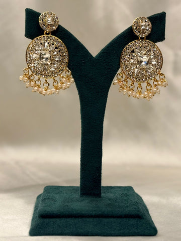 Gold Crystal Pearl Drop Earrings for Women,llb699