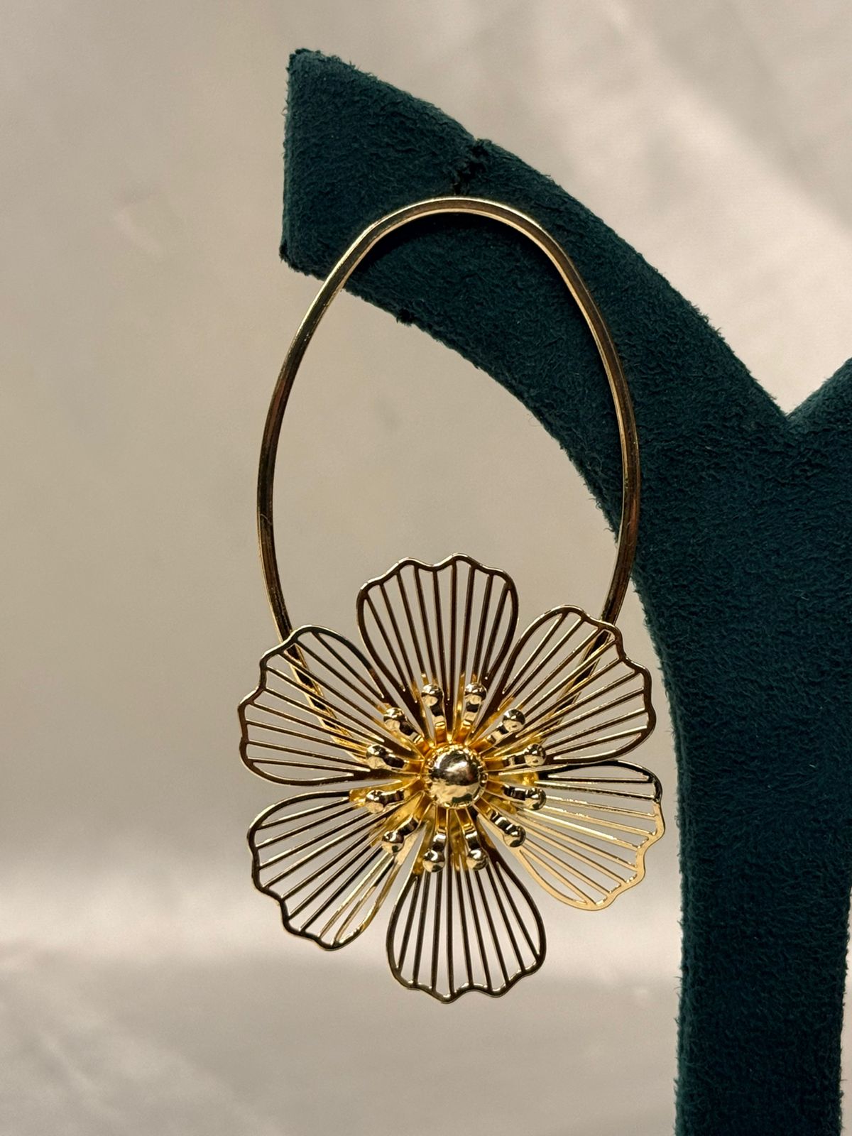 Gold Floral Hoop Earrings,llb710