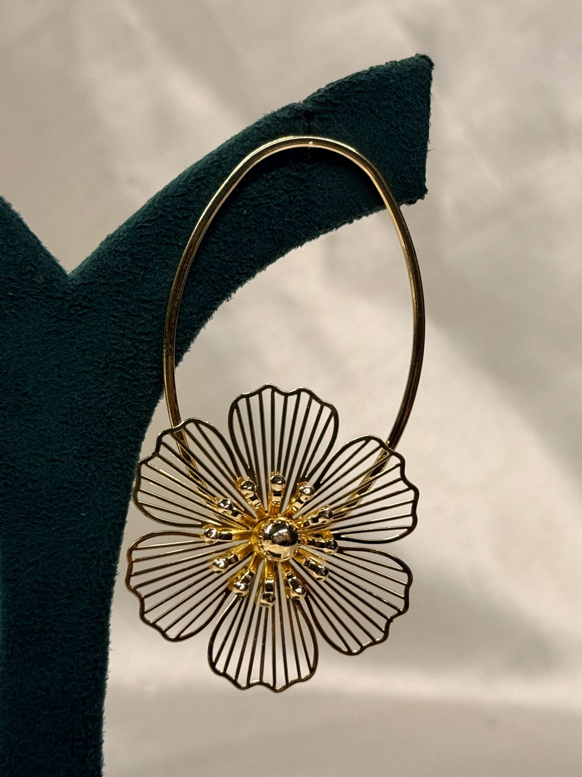 Gold Floral Hoop Earrings,llb710