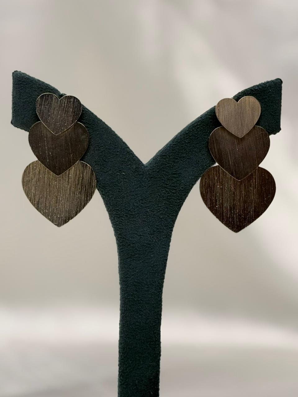 Tri-Tone Heart Drop Earrings for Women,llb704