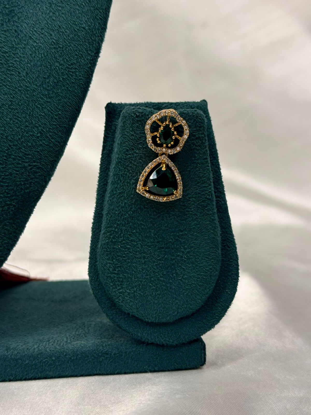 Emerald Green Stone Gold Plated Necklace Set with Earrings for Wedding,llb14