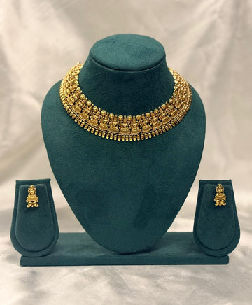 Heavy Gold Plated Bridal Choker Necklace Set,llb716